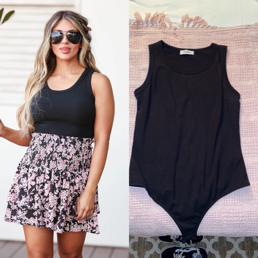 Closet Candy Black Ribbed Bodysuit